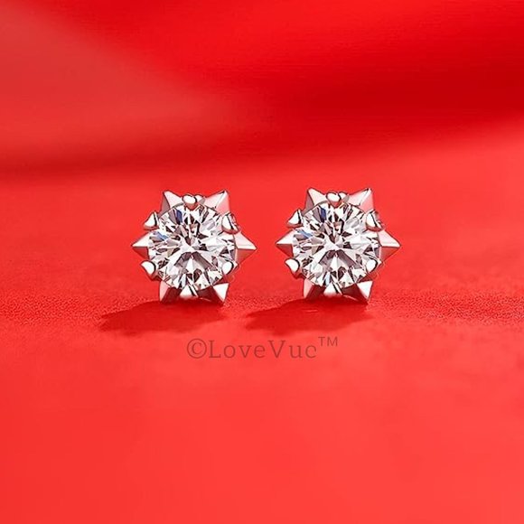 Certified 1ct. t.w. Diamond Snowflakes Heart Stud Earrings VVS1 GRA Certified - Picture 5 of 14